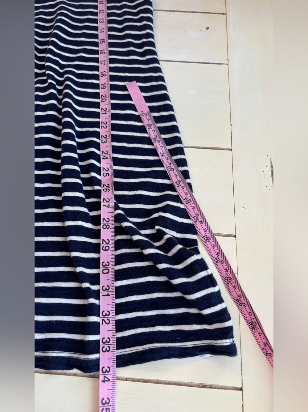 Gap Striped T-Shirt Dress Women’s Medium Blue White 100% Cotton V-Neck Preppy - Picture 5 of 7